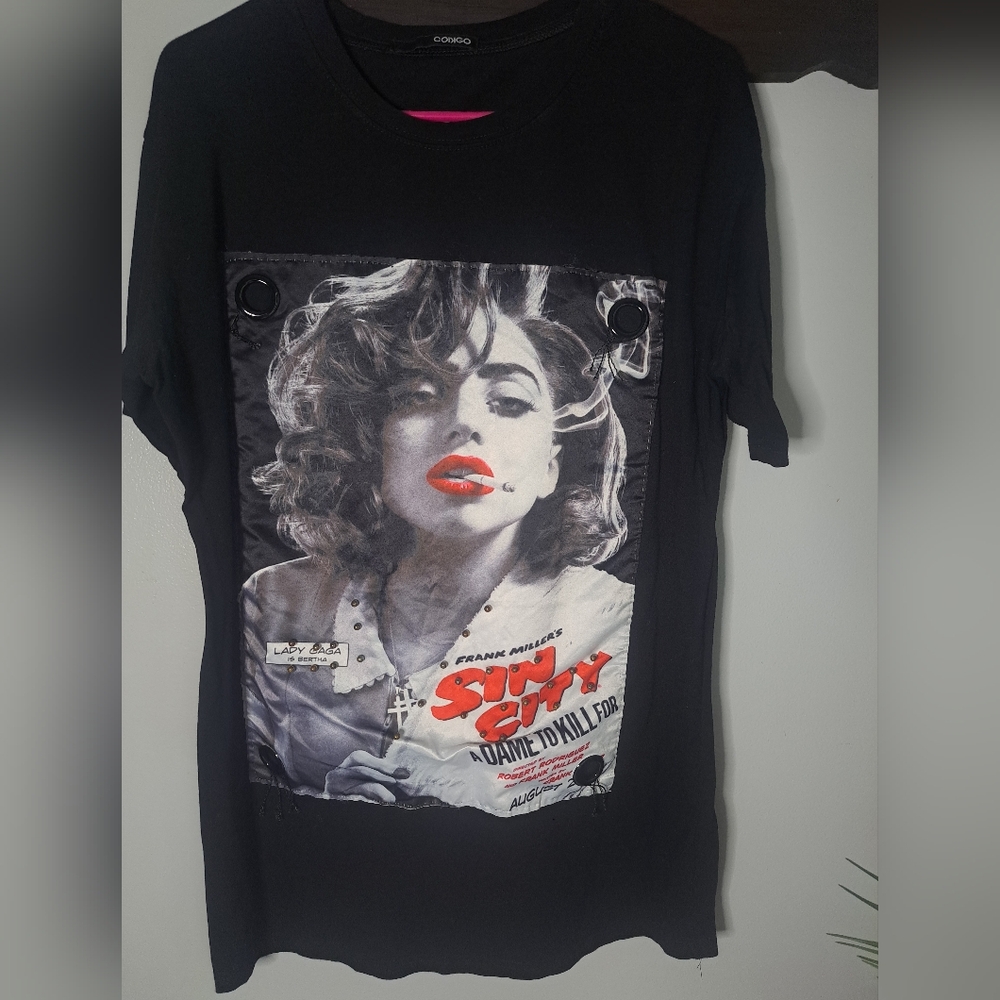 Lady Gaga Sin City RARE Black Custom Tee